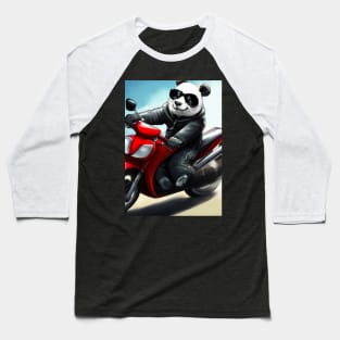 Motorcycle Panda Baseball T-Shirt